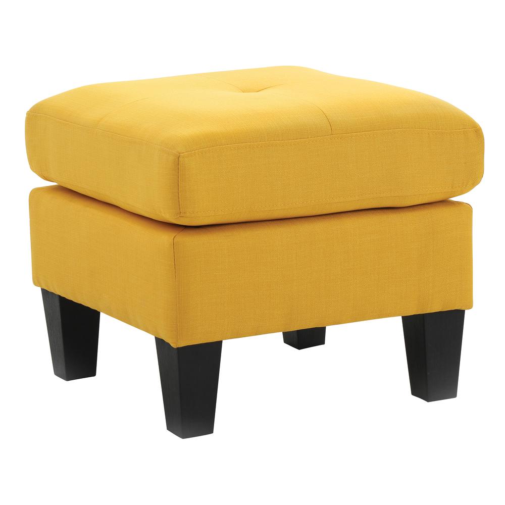 Newbury Yellow Polyester Upholstered Ottoman. Picture 2