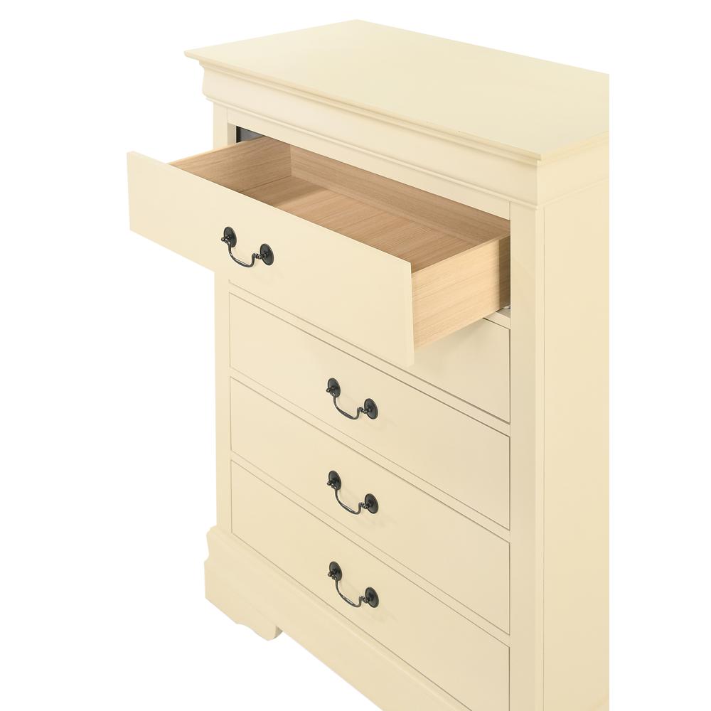 Louis Phillipe II Beige 5 Drawer Chest of Drawers (31 in L. X 16 in W. X 48 in H.). Picture 3