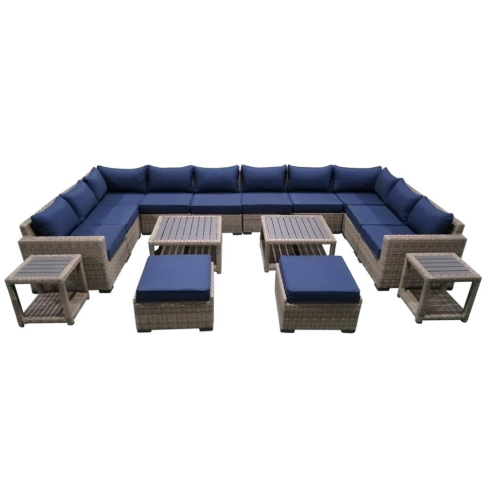 16-Piece Outdoor Patio Furniture Set Wicker Rattan Sectional Sofa & Couch with Coffee Table. Picture 1