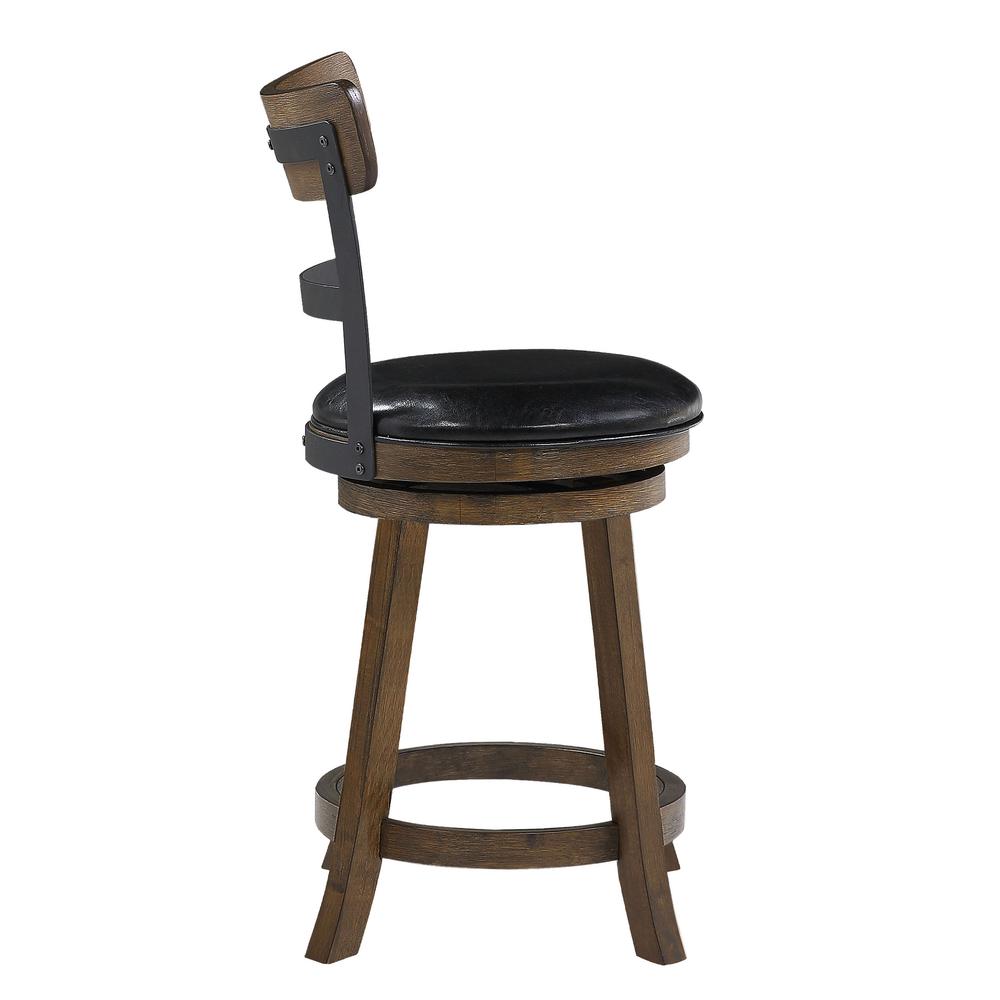 SH 36.5 in. Walnut High Back Wood and Metal 24 in. Bar Stool. Picture 4