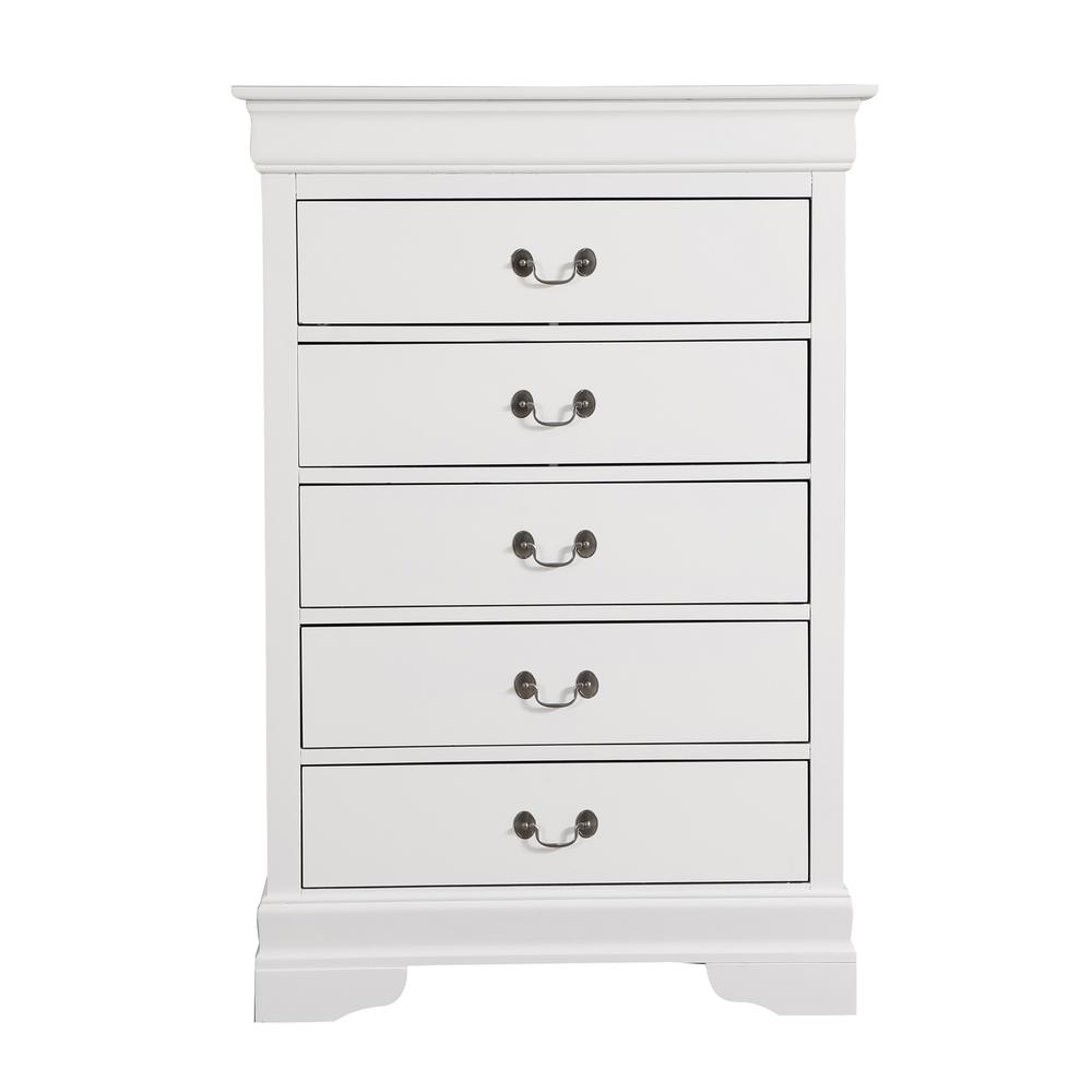 Louis Phillipe White 5 Drawer Chest of Drawers (33 in L. X 18 in W. X 48 in H.). Picture 2