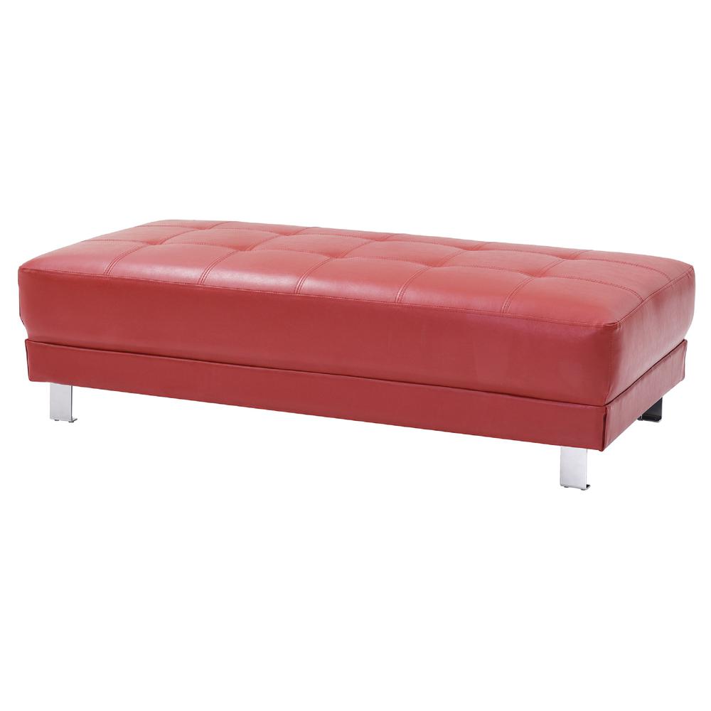 Riveredge Red Faux Leather Upholstered Ottoman. Picture 1