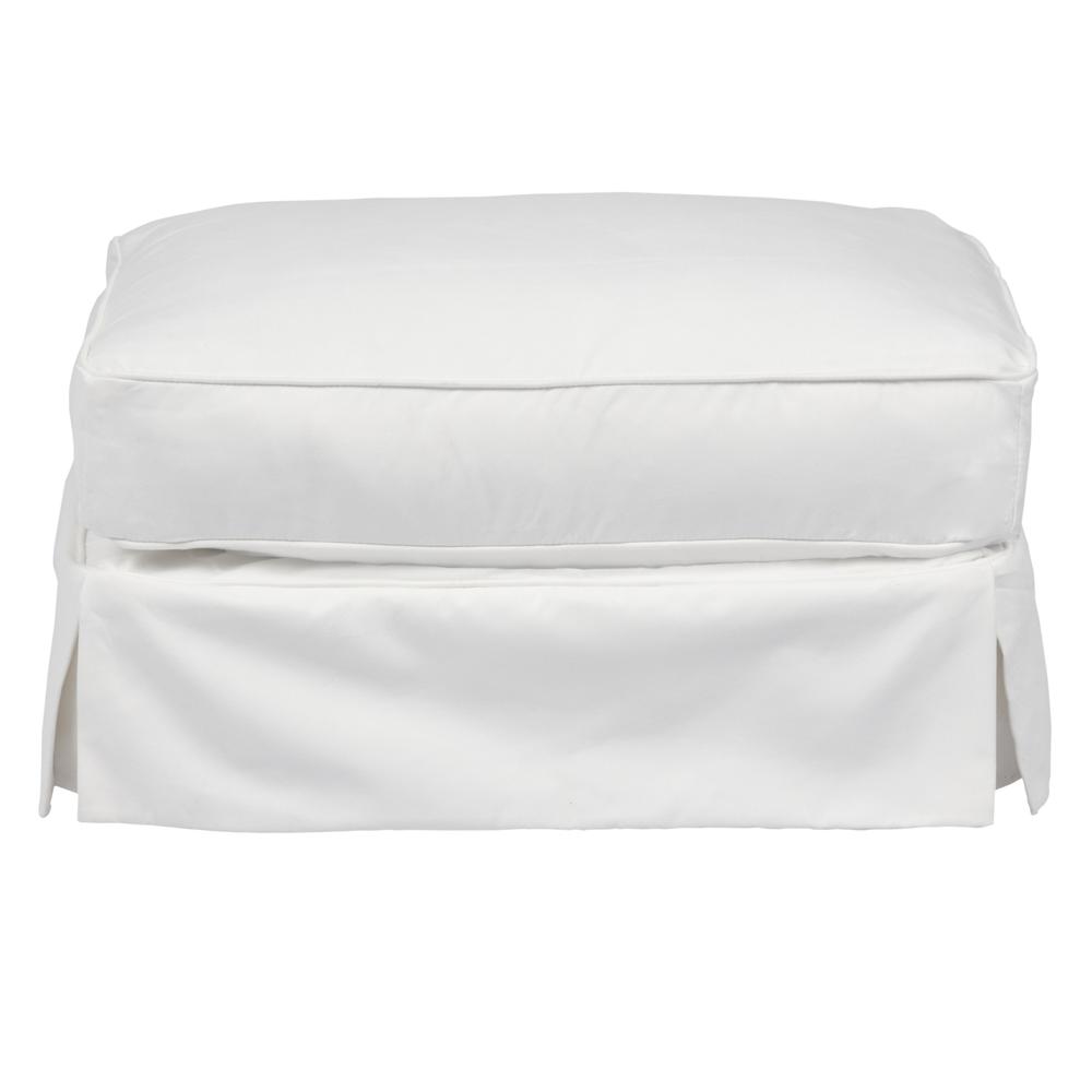 Americana White Upholstered Pillow Top Ottoman. Picture 1