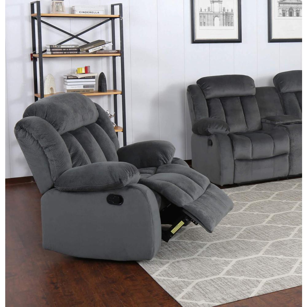 Madison Charcoal Gray with Blue Reclining Chair. Picture 6