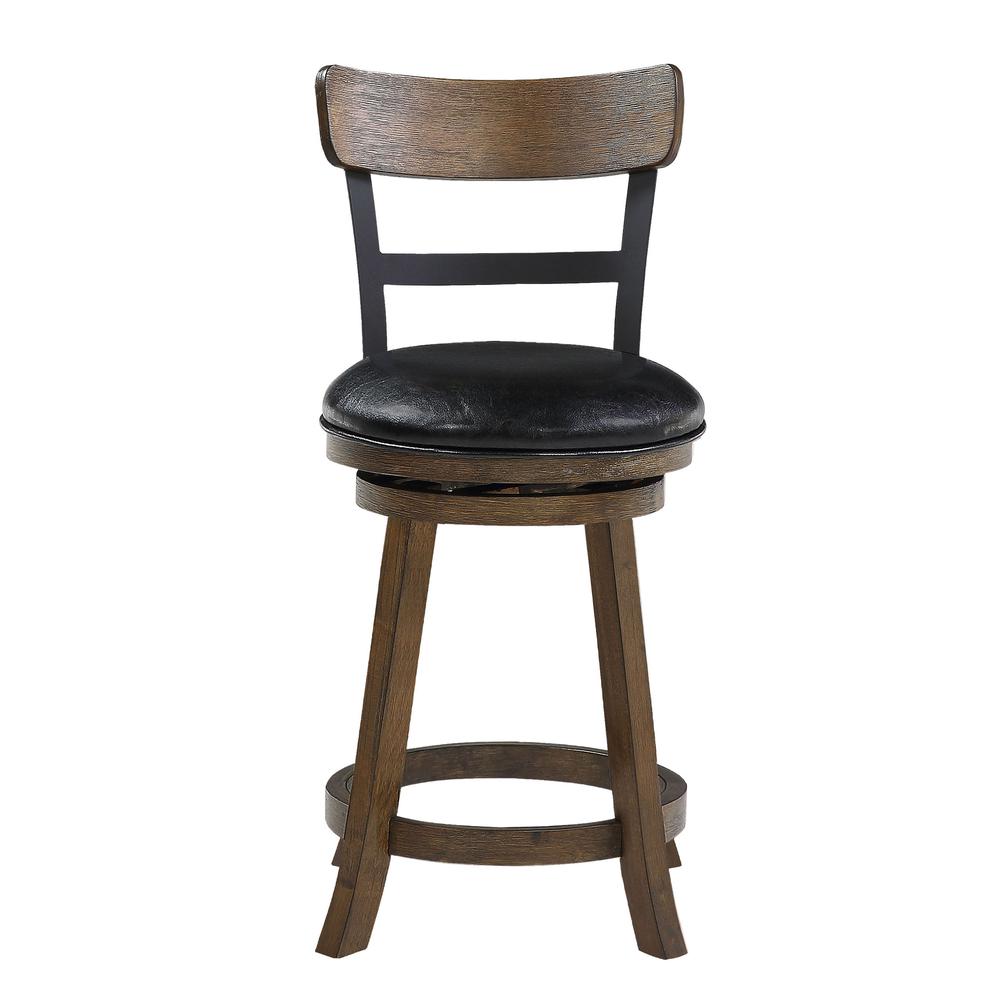 SH 36.5 in. Walnut High Back Wood and Metal 24 in. Bar Stool. Picture 1