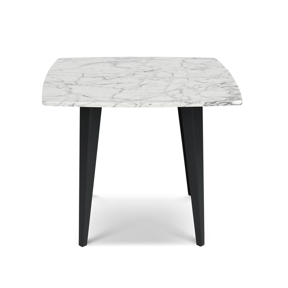 Soro 24" Square Italian Carrara White Marble Side Table with Metal Legs. Picture 1