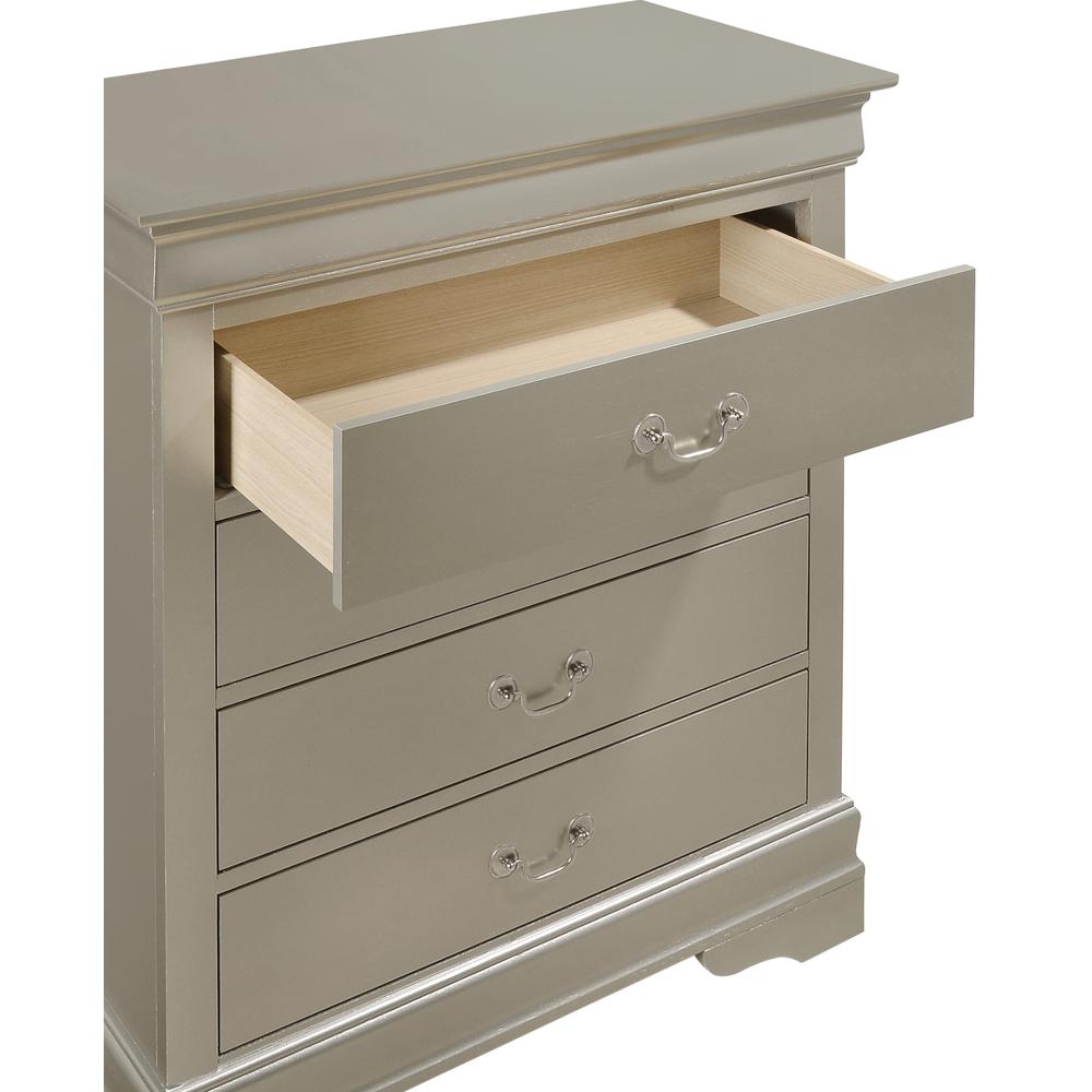 Louis Phillipe Silver Champagne 4 Drawer Chest of Drawers (31 in L. X 16 in W. X 41 in H.). Picture 3