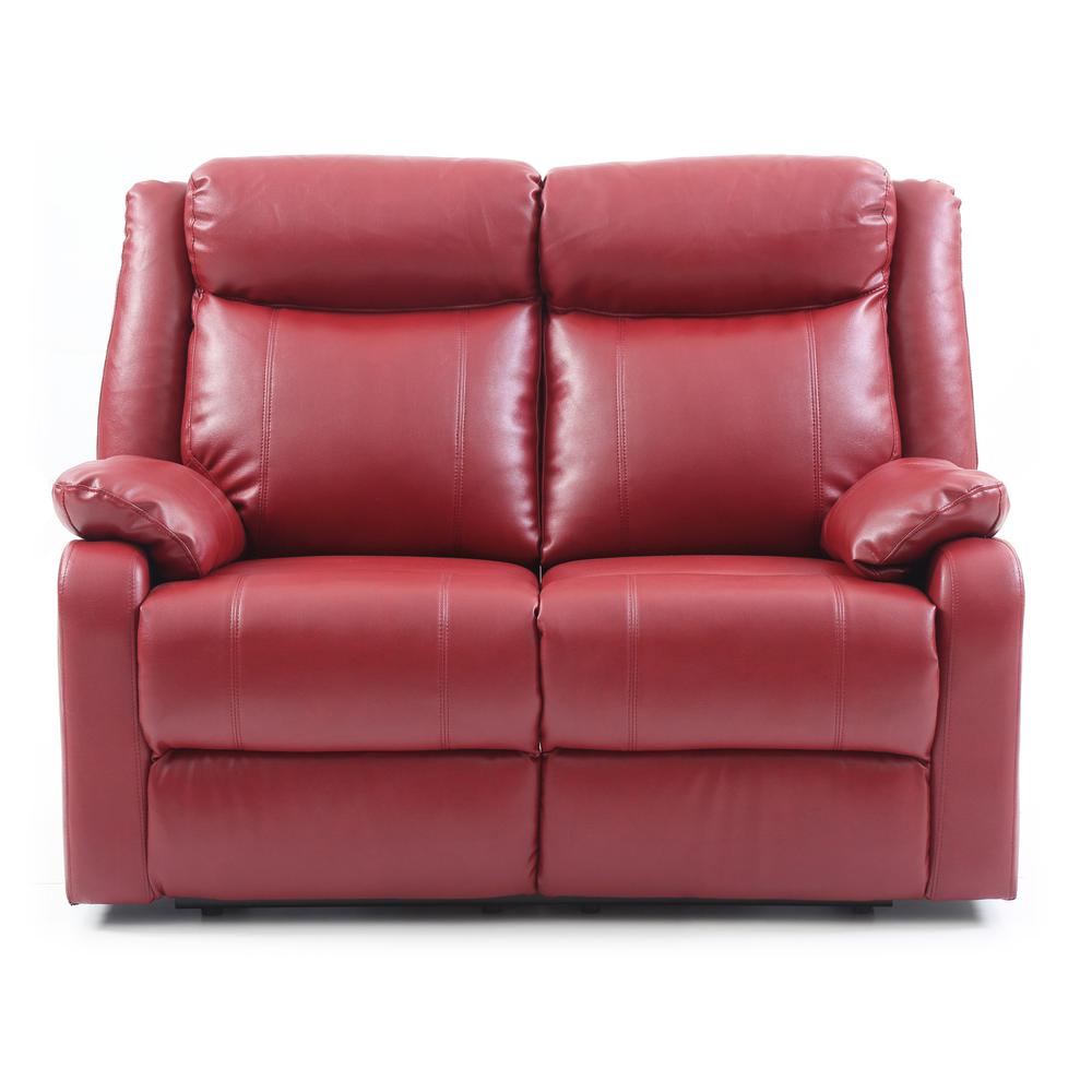 Ward 55 in. Red Faux leather 2-Seater Reclining Sofa with Pillow Top Arm. Picture 1