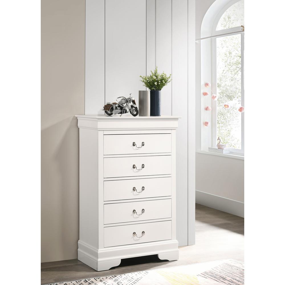Louis Phillipe II White 5 Drawer Chest of Drawers (31 in L. X 16 in W. X 48 in H.). Picture 5