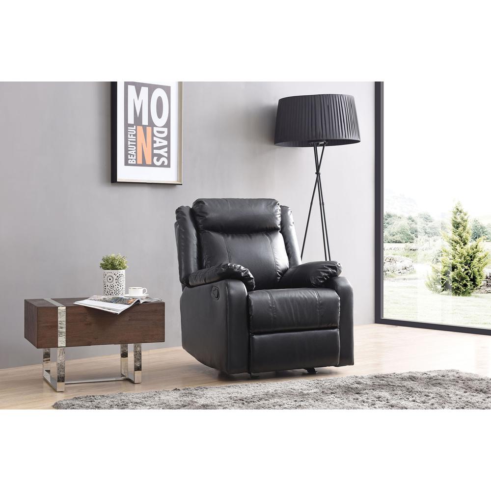 Ward Black Reclining Accent Chair with Pillow Top Arm. Picture 6