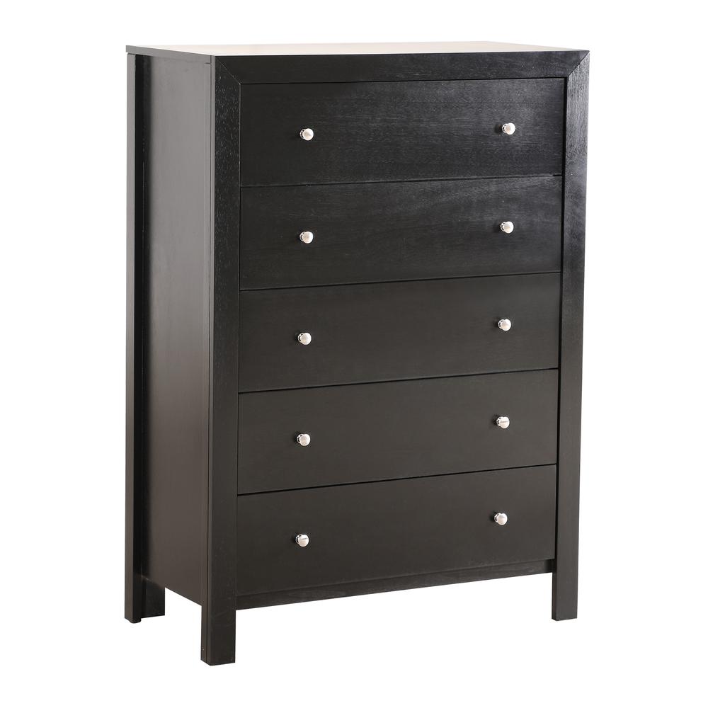 Burlington Black 5 Drawer Chest of Drawers (34 in L. X 17 in W. X 48 in H.). Picture 1