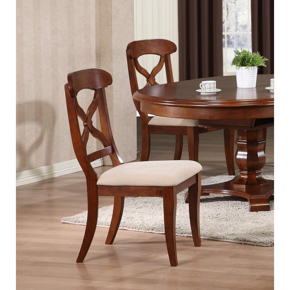 Andrews Distressed Chestnut Brown Upholstered Side Chair (Set of 2). Picture 5