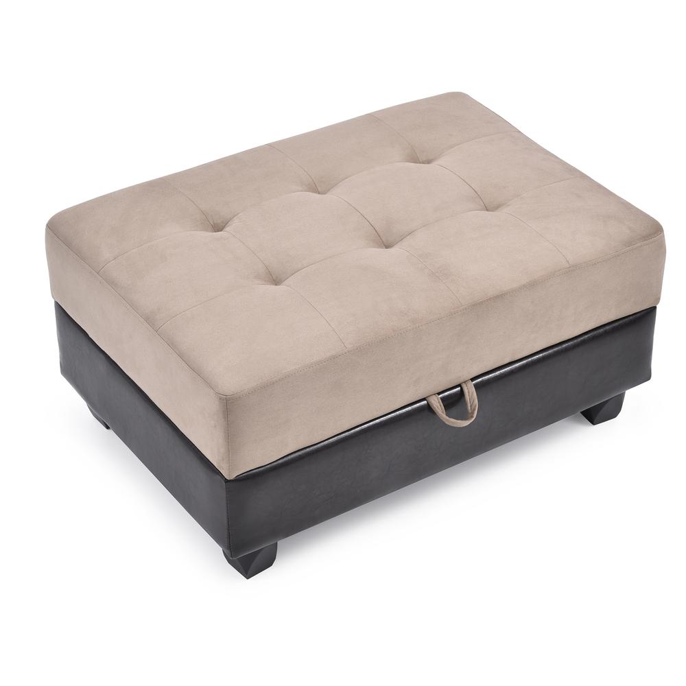 Gallant Mocha and Black Microfiber Upholstered Storage Ottoman. Picture 4