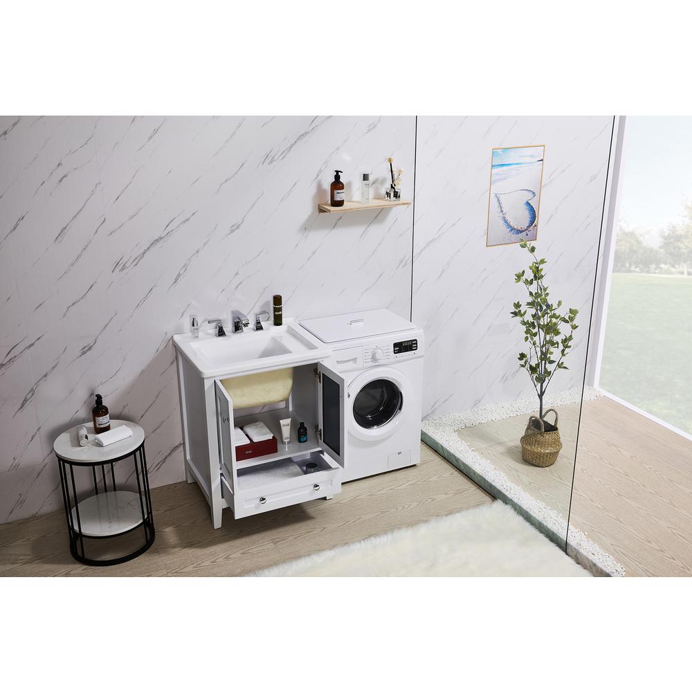 Stufurhome Carter 27 in. x 34 in. White Engineered Wood Laundry Sink. Picture 4