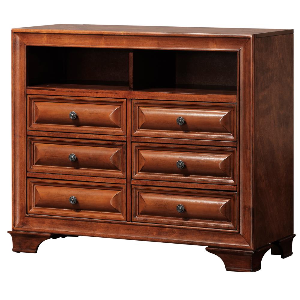 LaVita Oak 6-Drawer Chest of Drawers (42 in. L X 17 in. W X 36 in. H). Picture 1