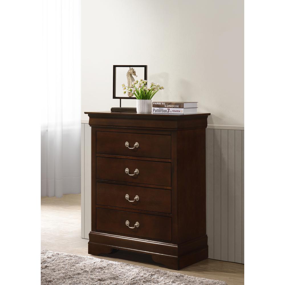 Louis Phillipe Cappuccino 4 Drawer Chest of Drawers (31 in L. X 16 in W. X 41 in H.). Picture 5