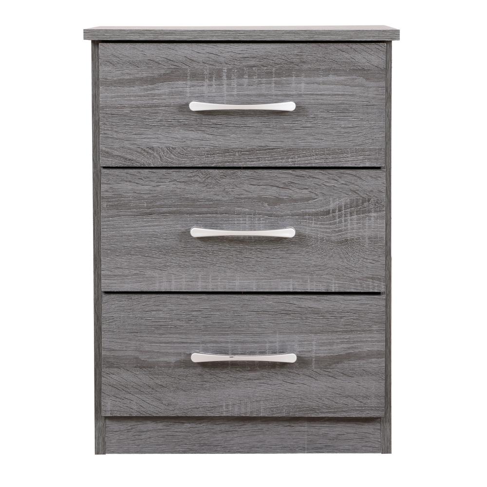 Boston 3-Drawer Gray Nightstand (24 in. H x 16 in. W x 18 in. D). Picture 1