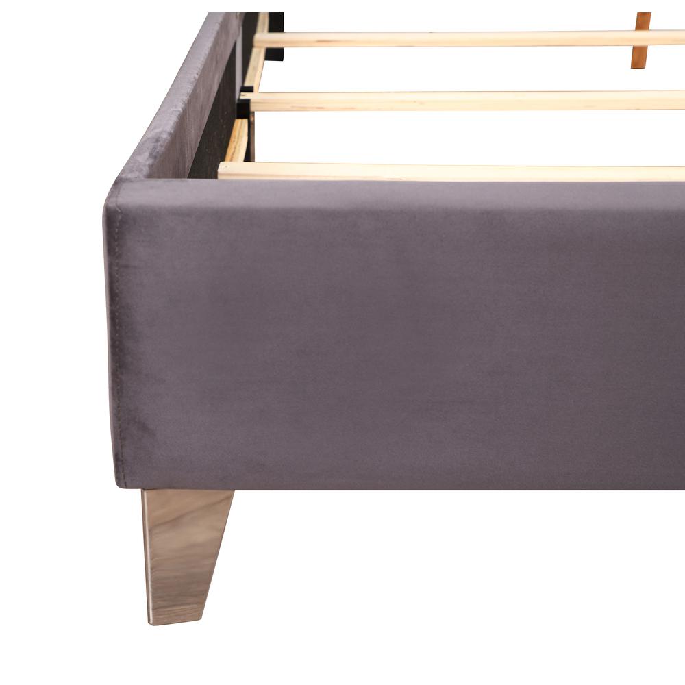 Julie Dark Gray Tufted Upholstered Low Profile King Panel Bed. Picture 6