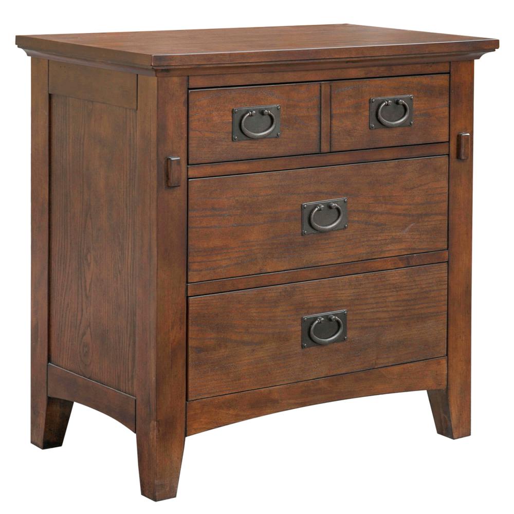 Mission Bay 3-Drawer Amish Brown Nightstand 30 in. H x 30 in. W x 17 in. D. Picture 2
