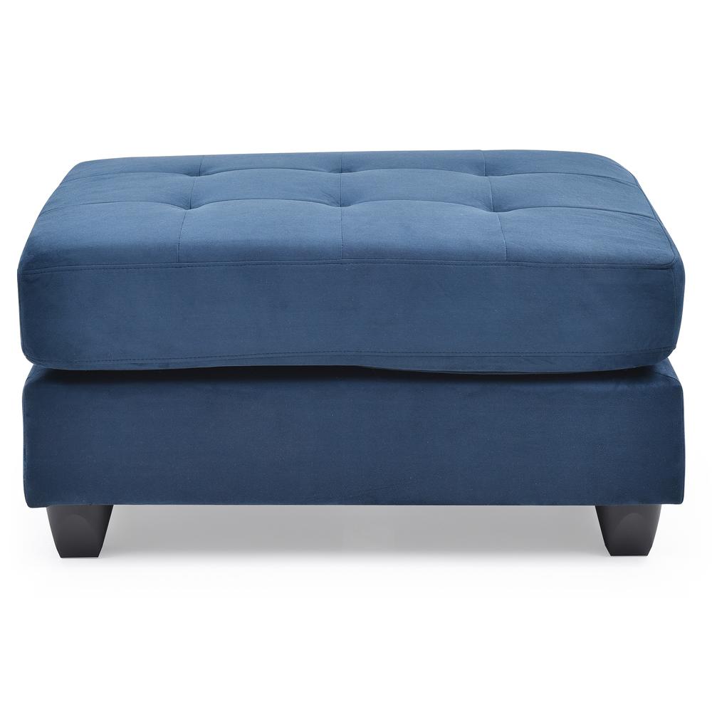 Malone Navy Blue Tufted Ottoman. Picture 1
