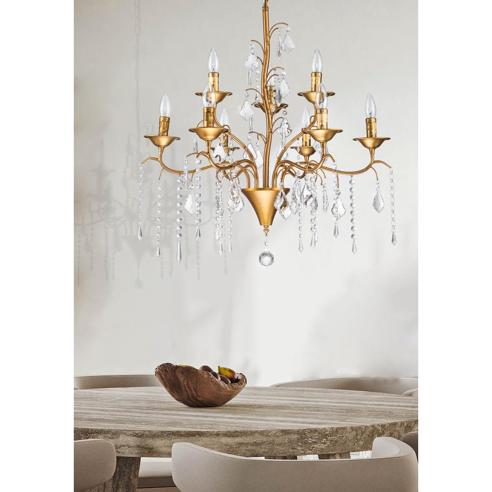 Beaufort 9-Light French Country/Cottage Crystal Chandelier 28-in Gold Finish. Picture 10