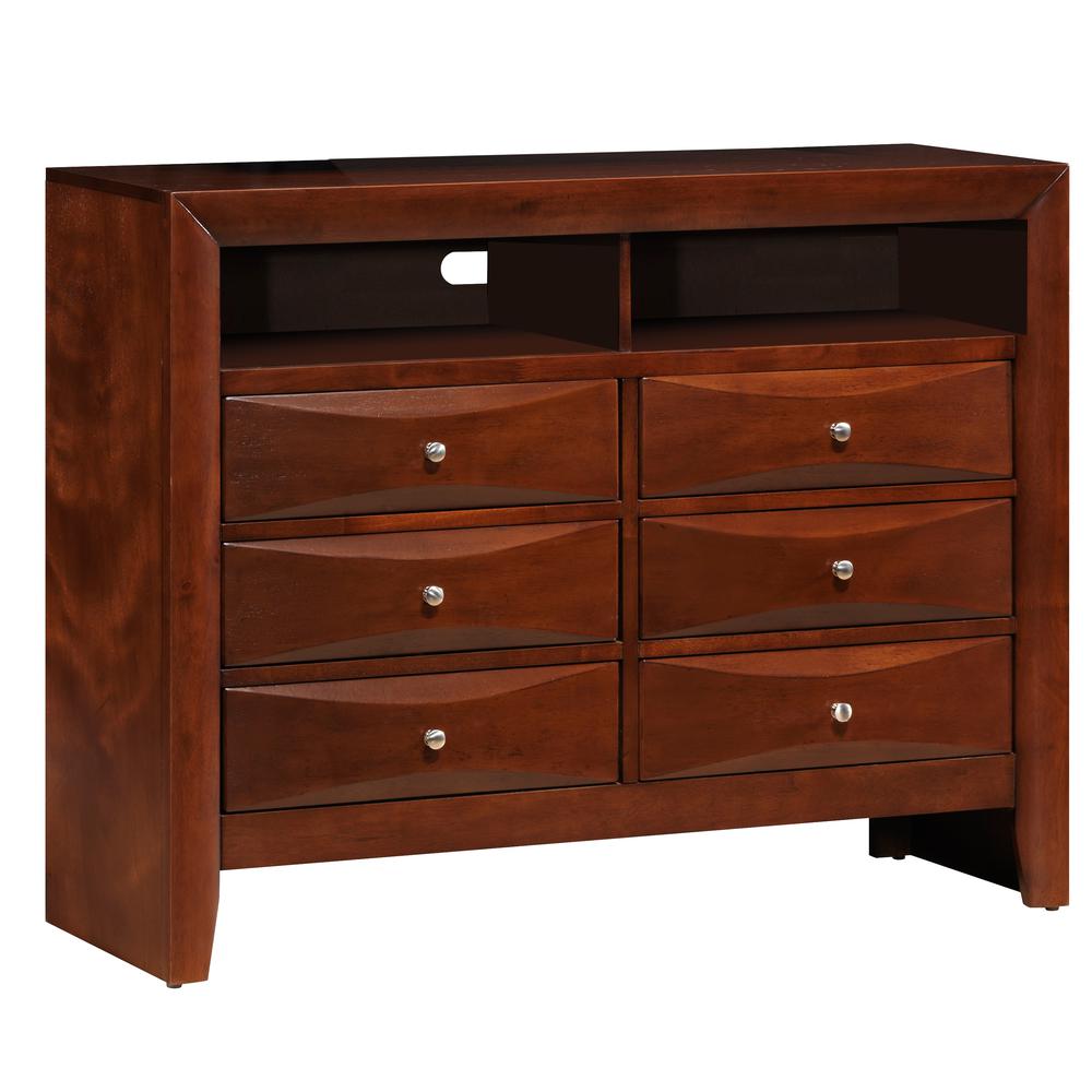 Marilla Cherry 6-Drawer Chest of Drawers (47 in. L X 17 in. W X 37 in. H). Picture 2