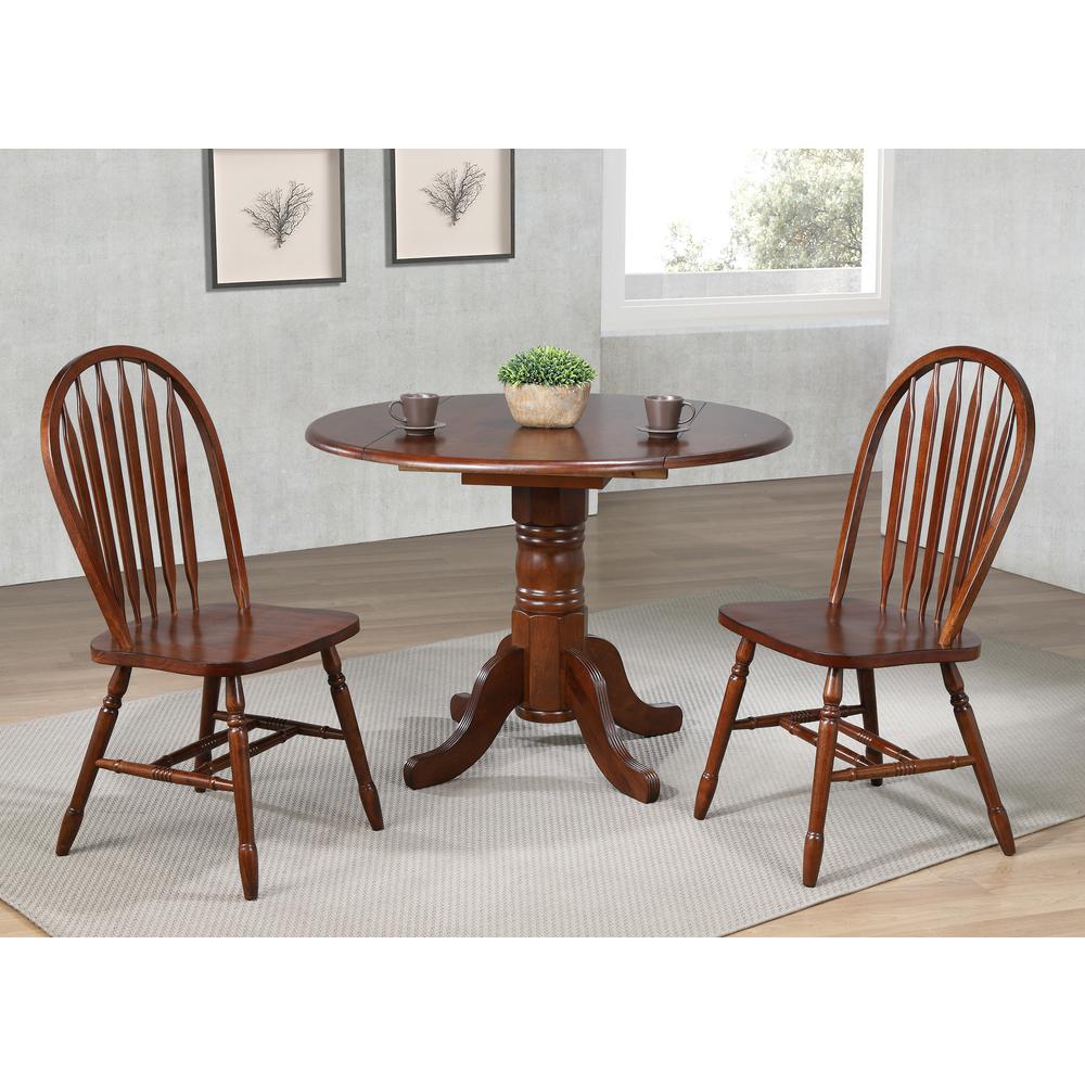 Andrews 42 in. Round Distressed Chestnut Brown Wood Dining Table (Seats 6). Picture 4