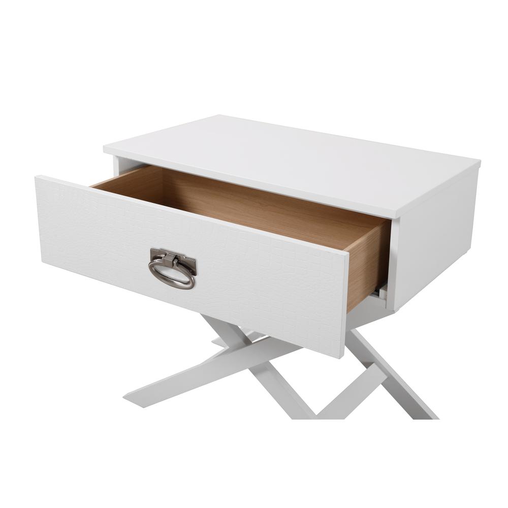 Xavier 1-Drawer White Nightstand (25 in. H x 16 in. W x 27 in. D). Picture 3