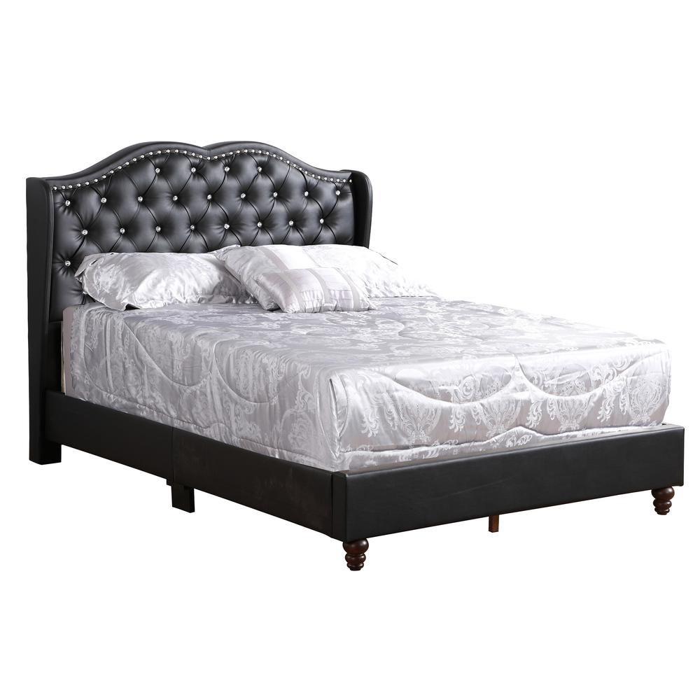 Joy Jewel Black Tufted Full Panel Bed. Picture 1
