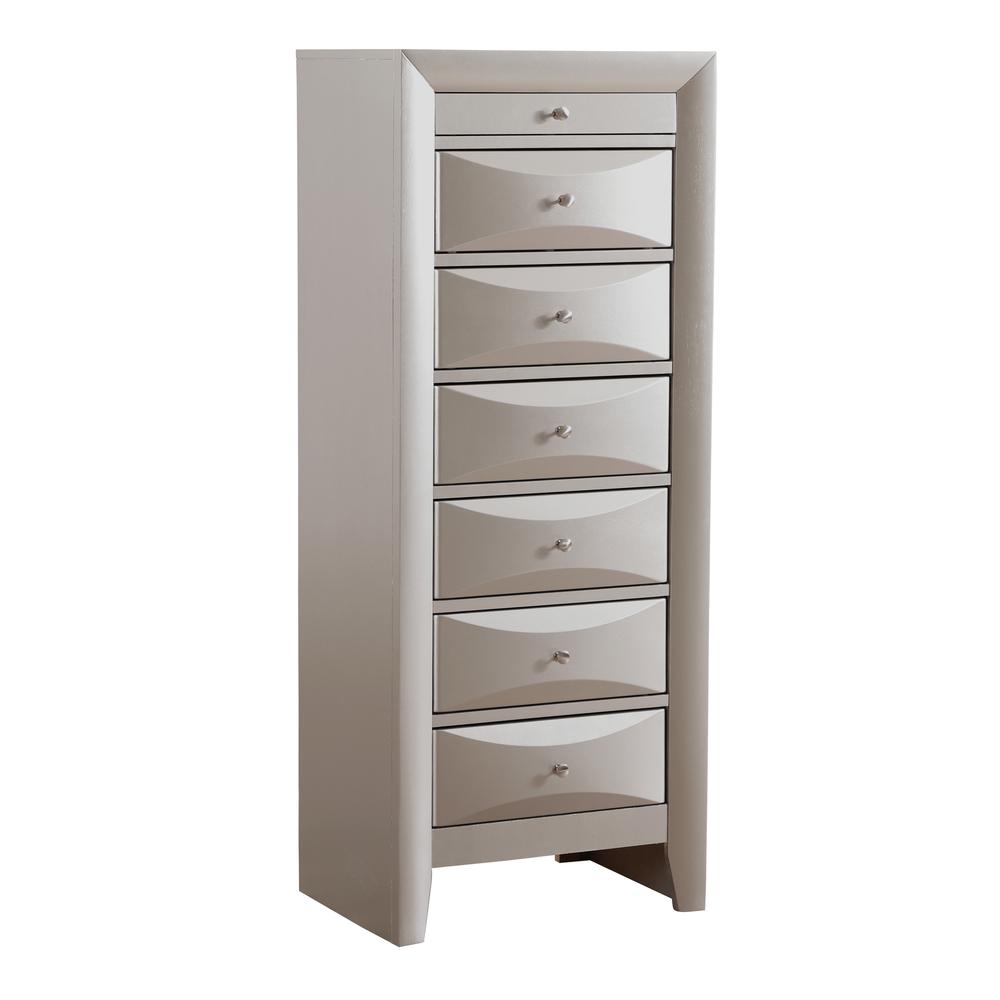 Marilla Silver Champagne 7-Drawer Chest of Drawers (23 in. L X 17 in. W X 58 in. H). Picture 2