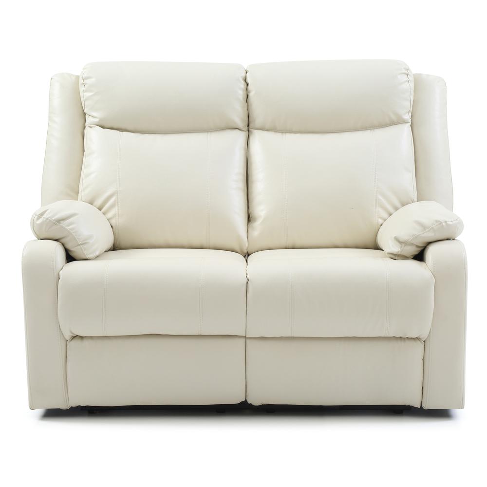 Ward 55 in. Pearl Faux leather 2-Seater Reclining Sofa with Pillow Top Arm. Picture 1