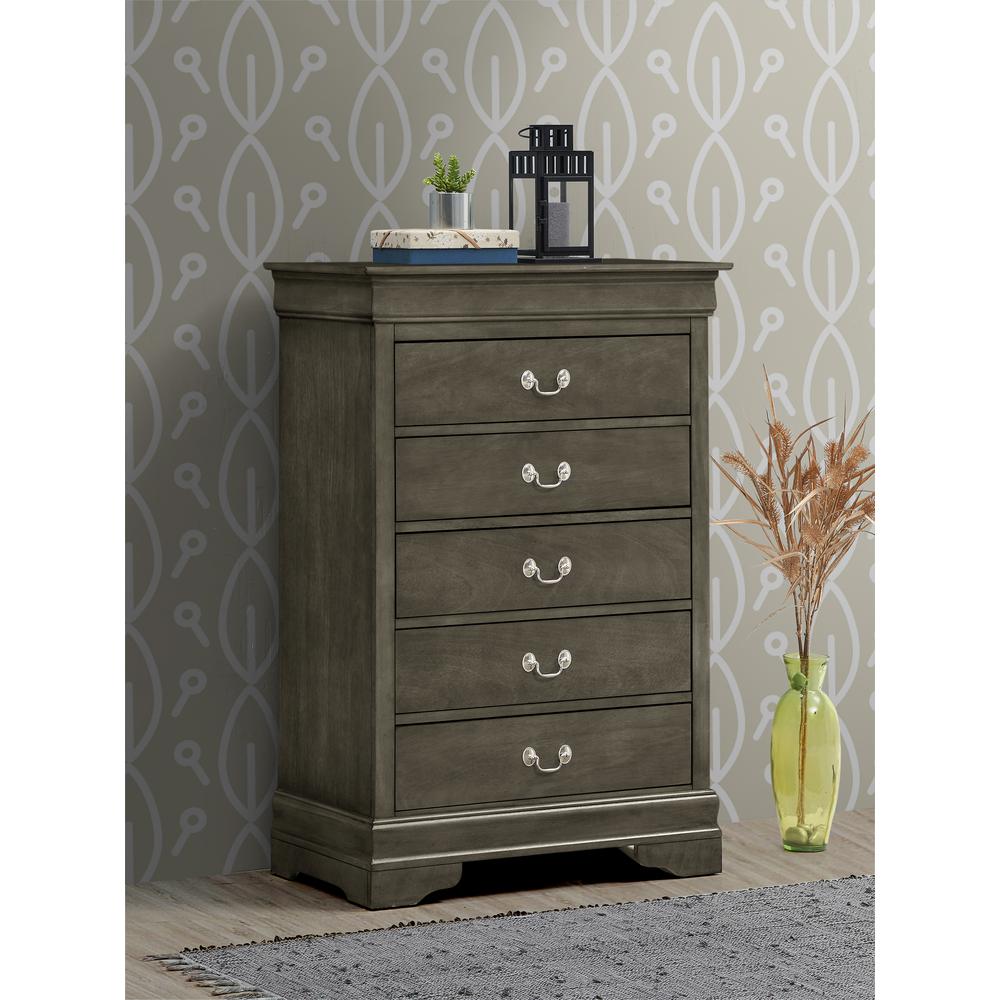 Louis Phillipe Gray 5 Drawer Chest of Drawers (33 in L. X 18 in W. X 48 in H.). Picture 7