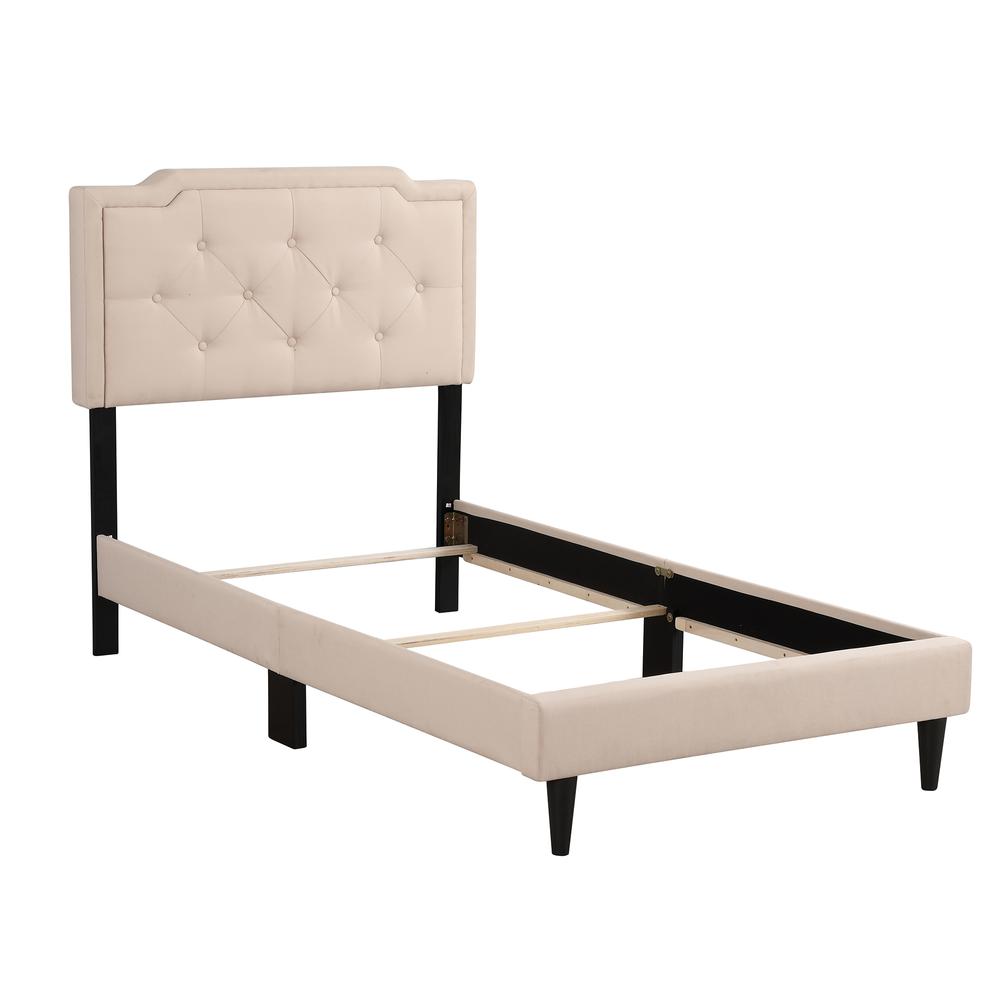 Deb Jewel Beige Tufted Twin Panel Bed. Picture 3