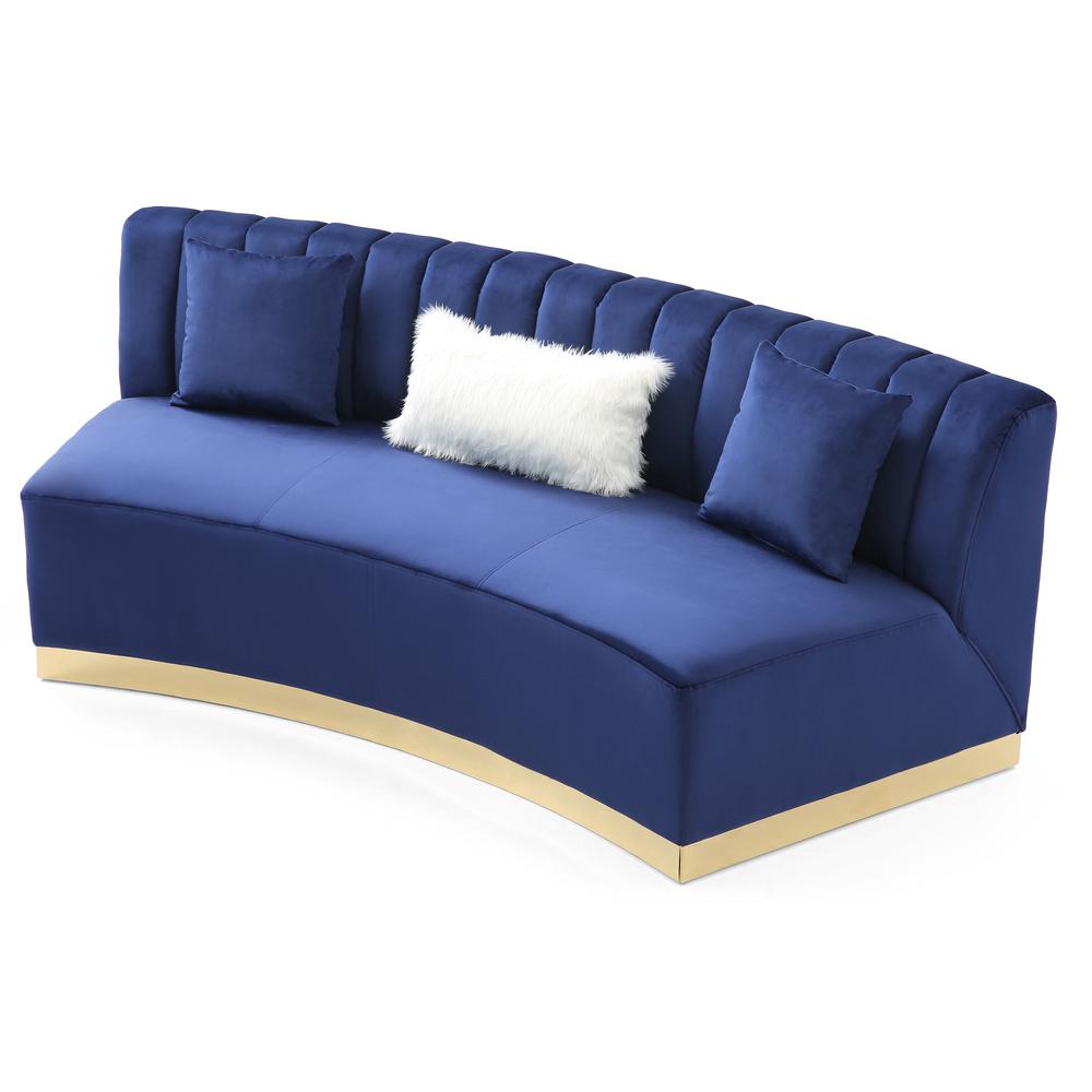 Brentwood 89 in. W Armless Velvet Curved Sofa in Blue, PF-G0432-S. Picture 3