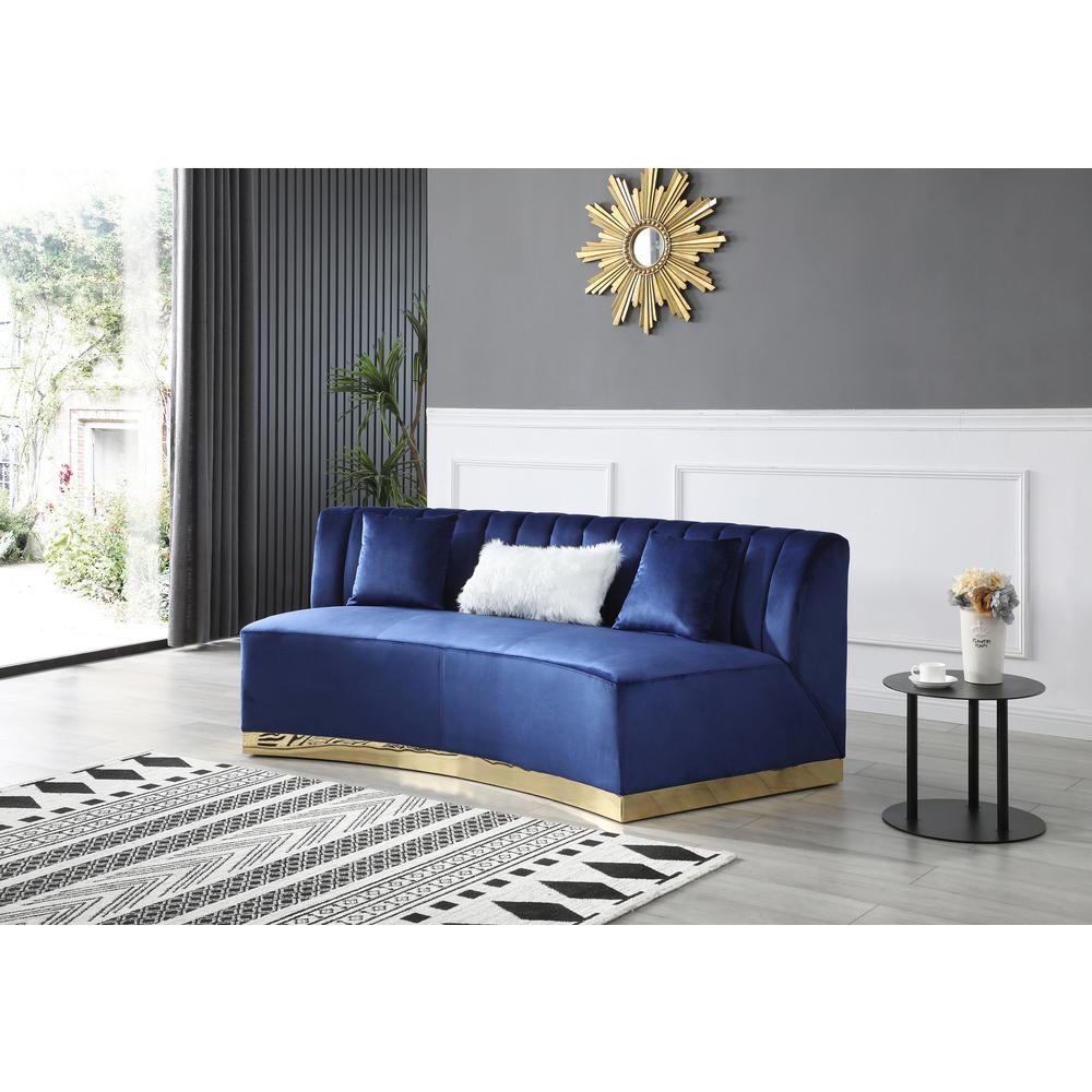 Brentwood 89 in. W Armless Velvet Curved Sofa in Blue, PF-G0432-S. Picture 5