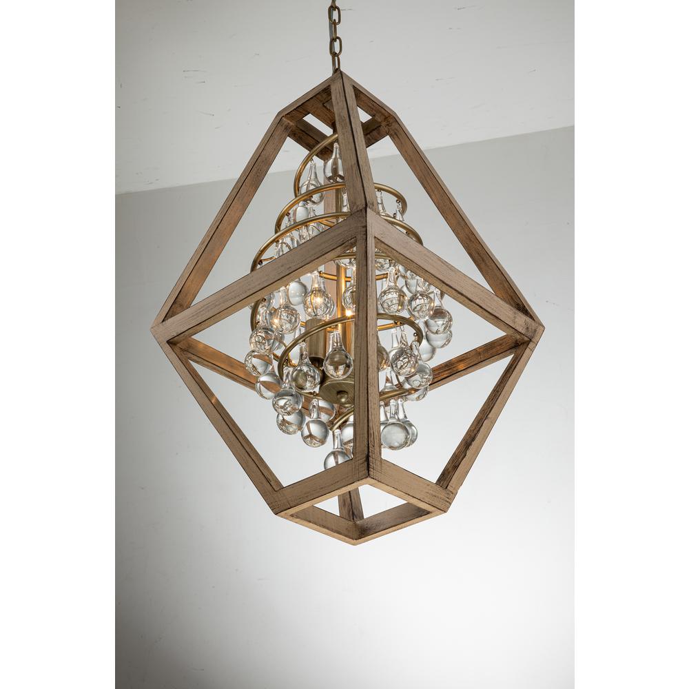 Mildred Farmhouse wooden 3-Light 15" Wide Rustic Chandelier. Picture 3