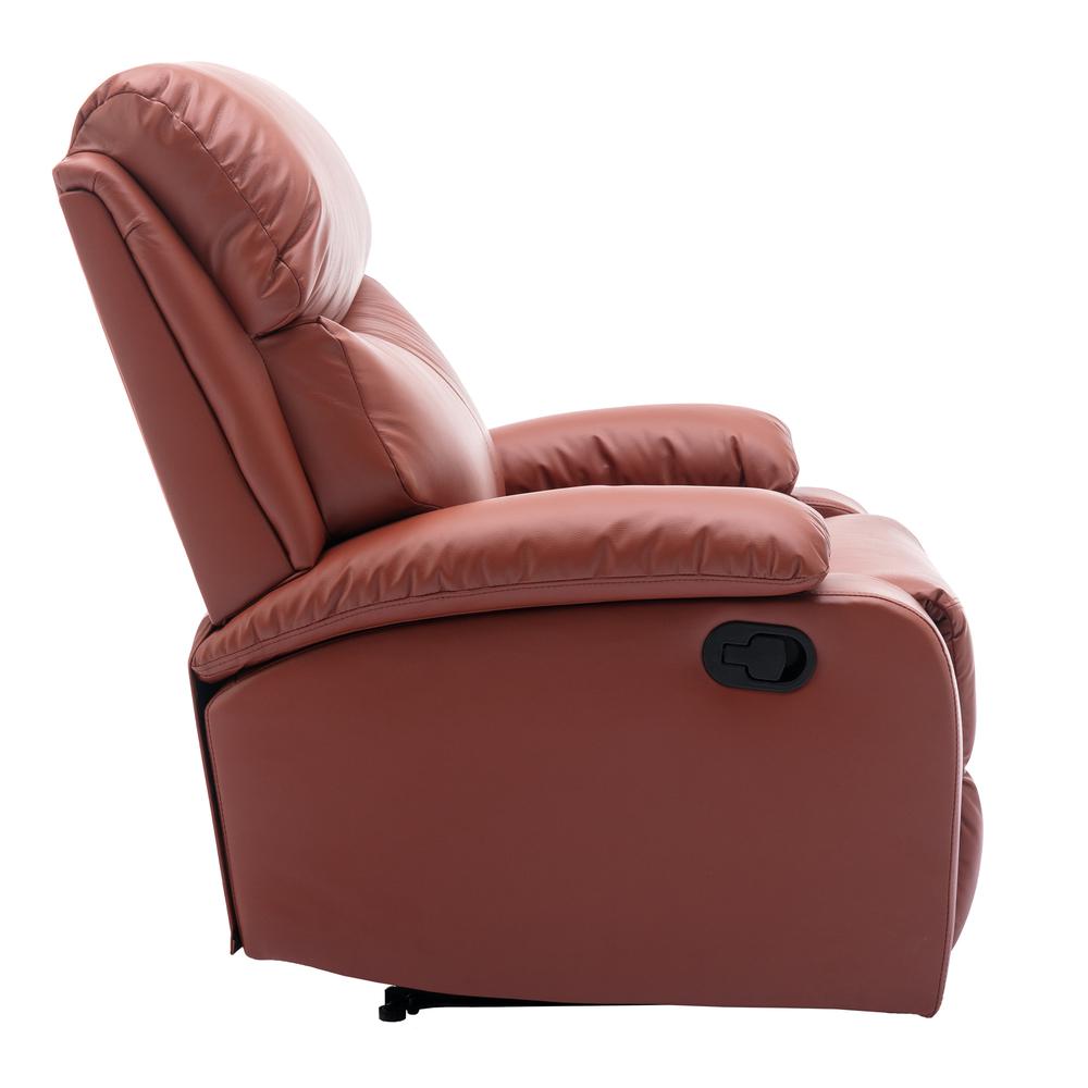 Yingj Brown Wide Manual Standard Recliner with Technical Leather Thick Armrests. Picture 3
