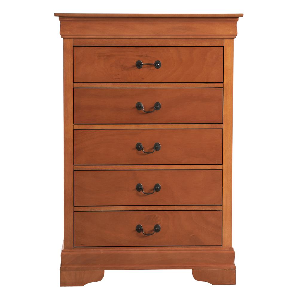 Louis Phillipe Oak 5 Drawer Chest of Drawers (33 in L. X 18 in W. X 48 in H.). Picture 2