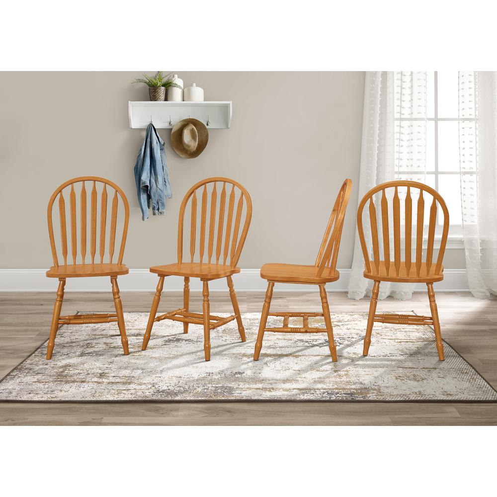 Light Oak Solid Wood Windsor Arrowback Dining Chairs (Set of 4). Picture 6