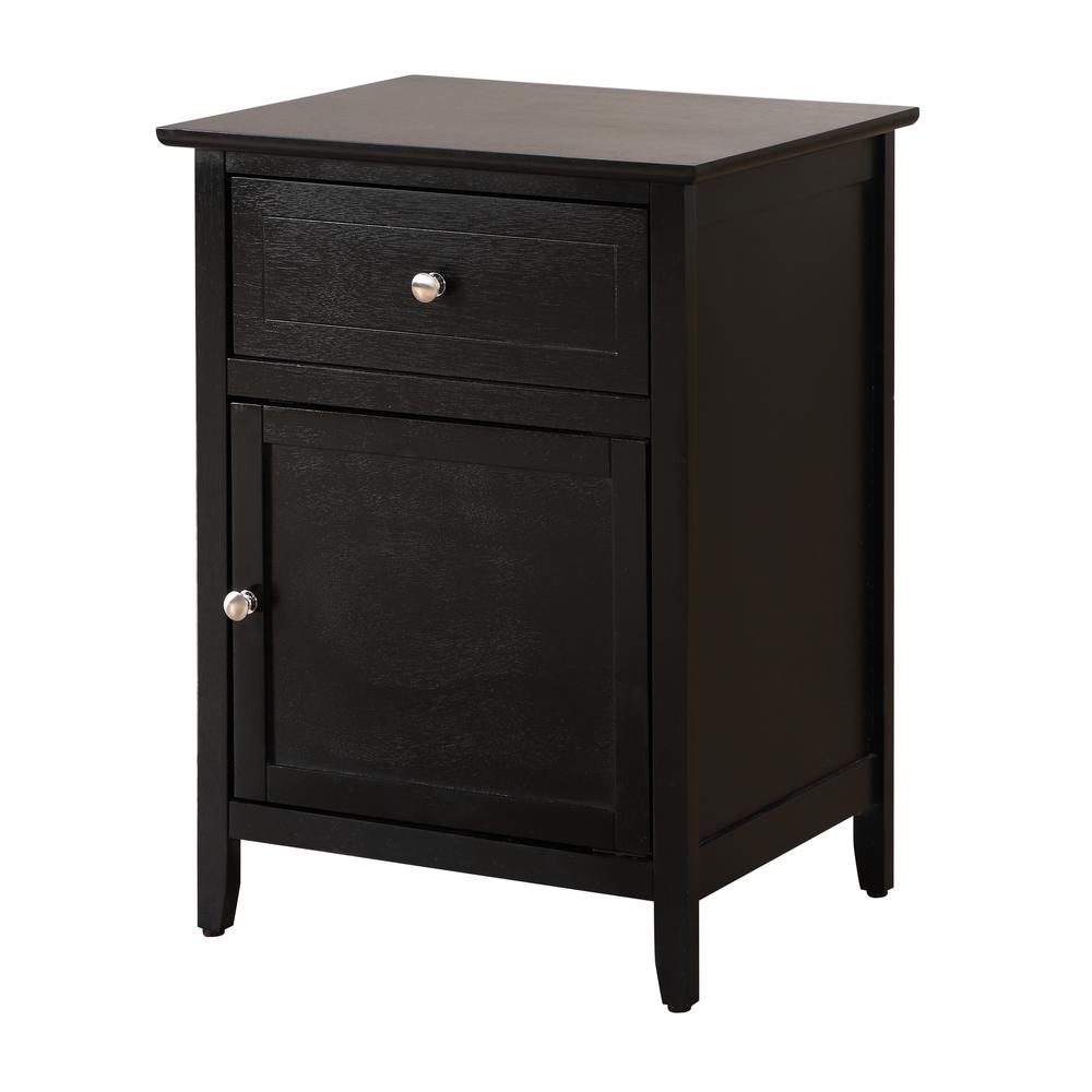 Lzzy 1-Drawer Black Nightstand (25 in. H x 15 in. W x 19 in. D). Picture 2