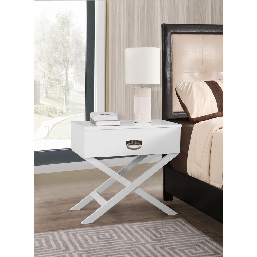 Xavier 1-Drawer White Nightstand (25 in. H x 16 in. W x 27 in. D). Picture 6
