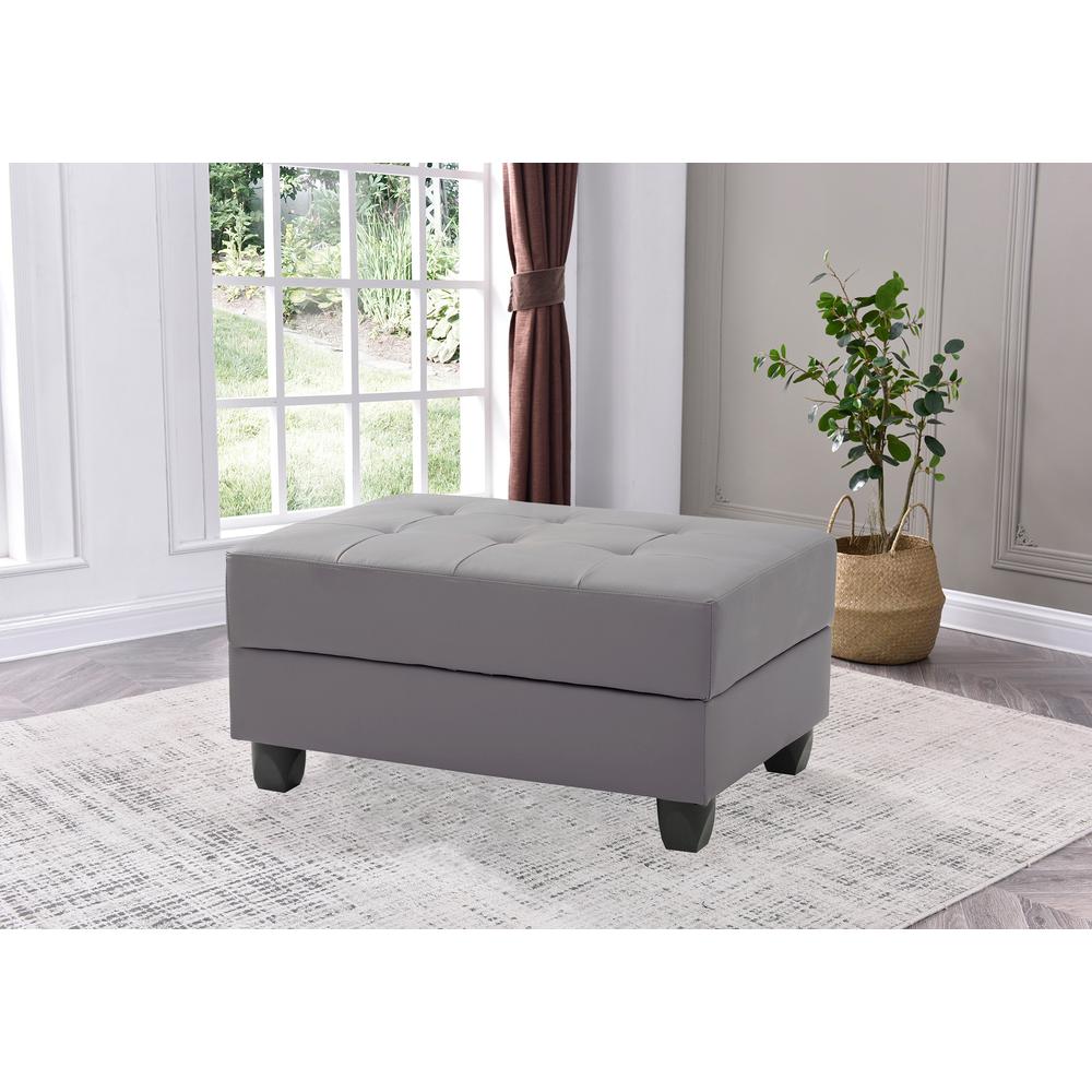 Nyla Gray Faux Leather Upholstered Storage Ottoman. Picture 4