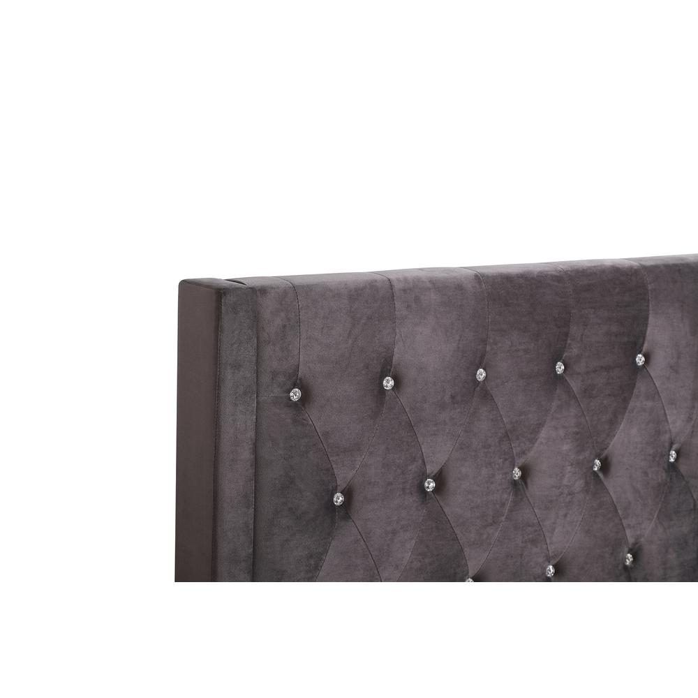 Bergen Dark Gray Full Tufted Panel Bed. Picture 4