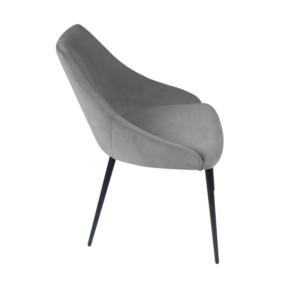 Pitch Harmony Stone Grey Velvet Upholstered Dining Chair with Conic Legs. Picture 5