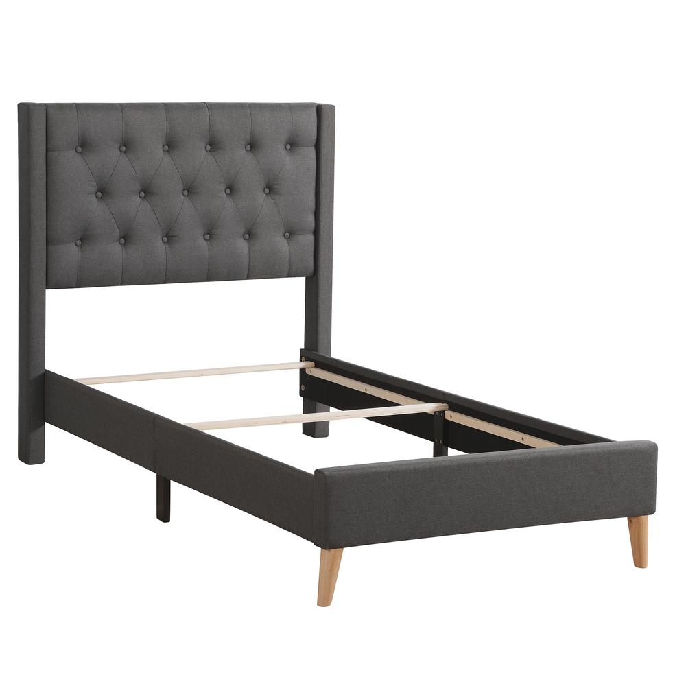 Bergen Dark Gray Twin Tufted Panel Bed. Picture 3