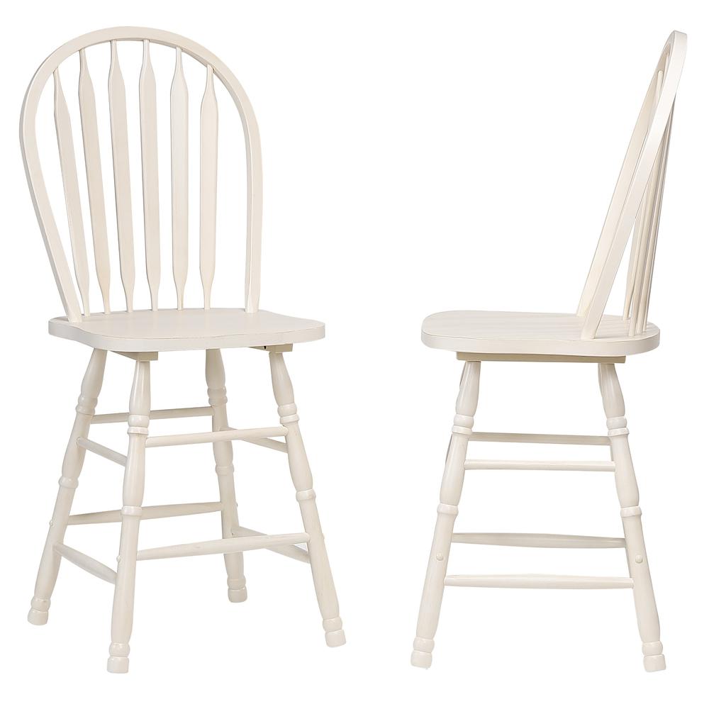 Andrews 45 in. Distressed Antique White High Back Bar Stool (Set of 2). Picture 1