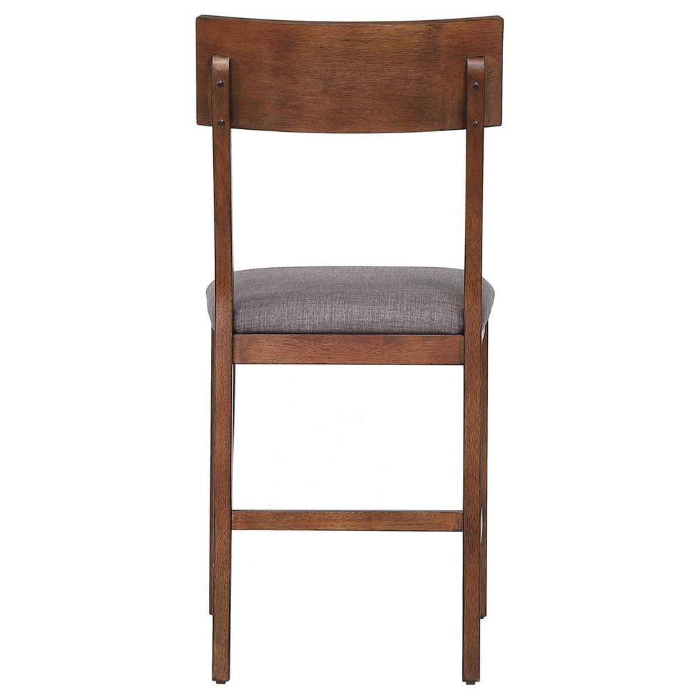 34 In. Danish Walnut High Back Wood Frame 24 in. Bar Stool  (Set of 2). Picture 4