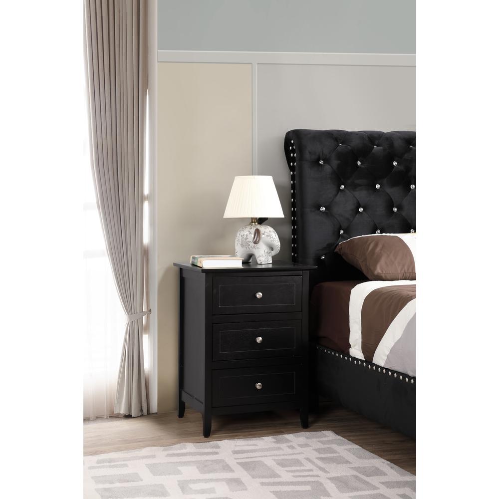 Daniel 3-Drawer Black Nightstand (25 in. H x 15 in. W x 19 in. D). Picture 5