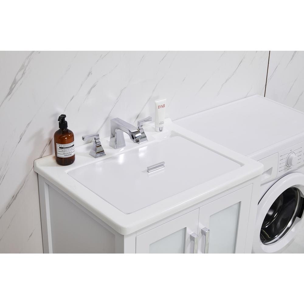 27 in. x 34 in. White Engineered Wood Laundry Sink with a Basket Included. Picture 3