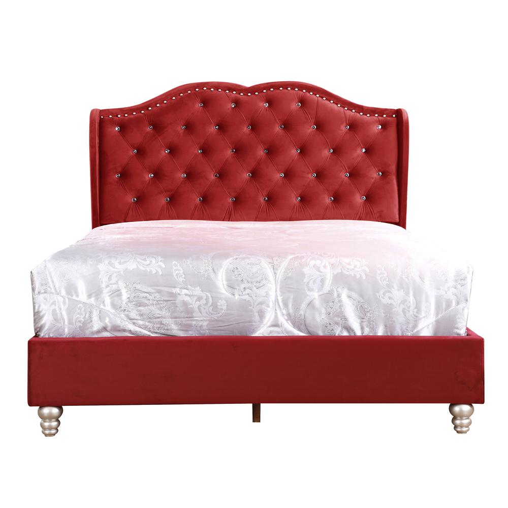 Joy Jeweled Cherry Tufted King Panel Bed. Picture 2